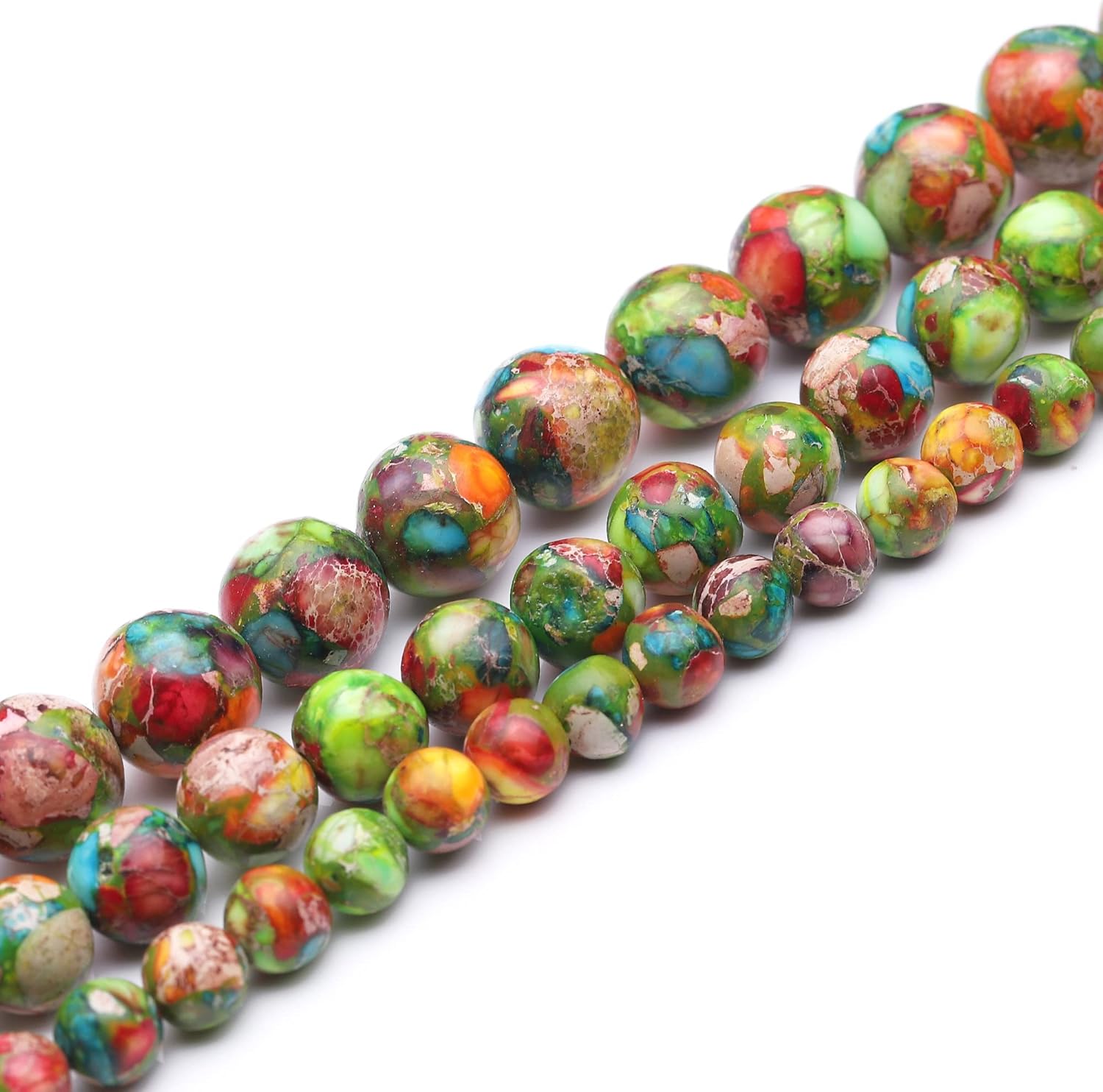 Youngbling Natural Gemstone Beads for Jewelry Making,10mm Green Red Imperial Jasper Polished Round Smooth Stone,Genuine Real Stone Beads for Bracelet 15 Inch(Green Red Imperial Jasper,10mm) - Image 3
