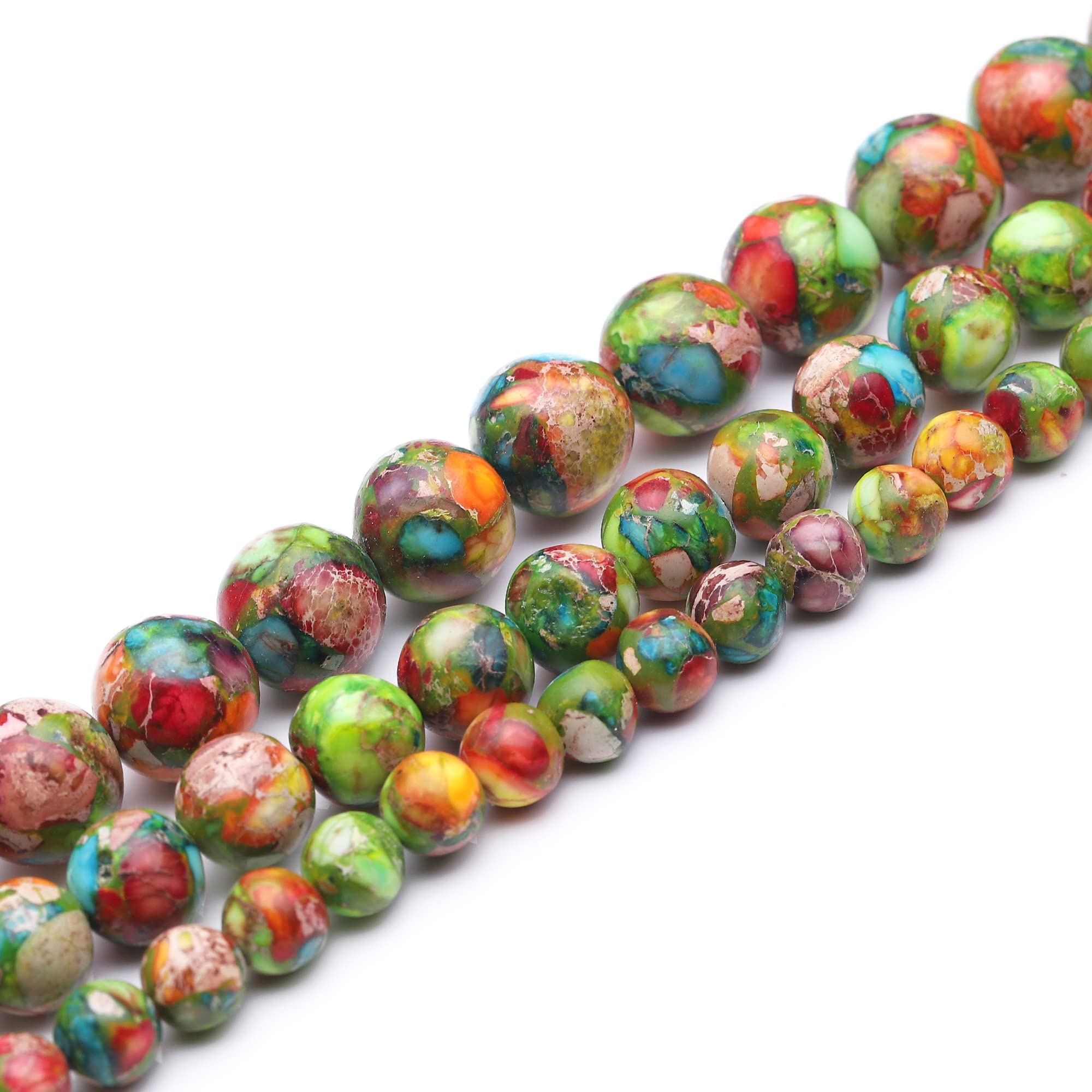 Youngbling 6mm Imperial Jasper Gemstone Beads - 15" Strand Of Polished Red & Blue Stone Beads For Jewelry Making - View #4