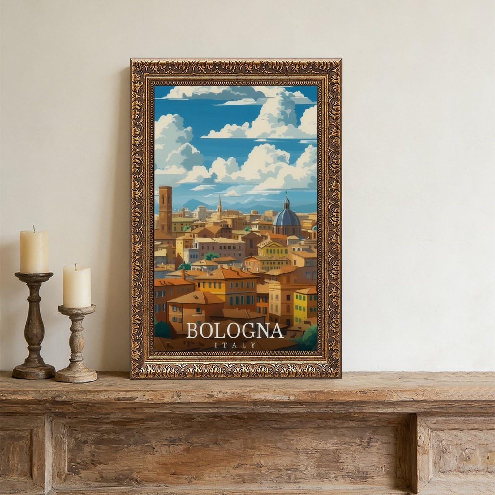Poster su tela a tema viaggi Bologna, Italia (3), decorazione per camera da letto, ufficio, stanza, regalo, 40,6 cm L x 61 cm W
