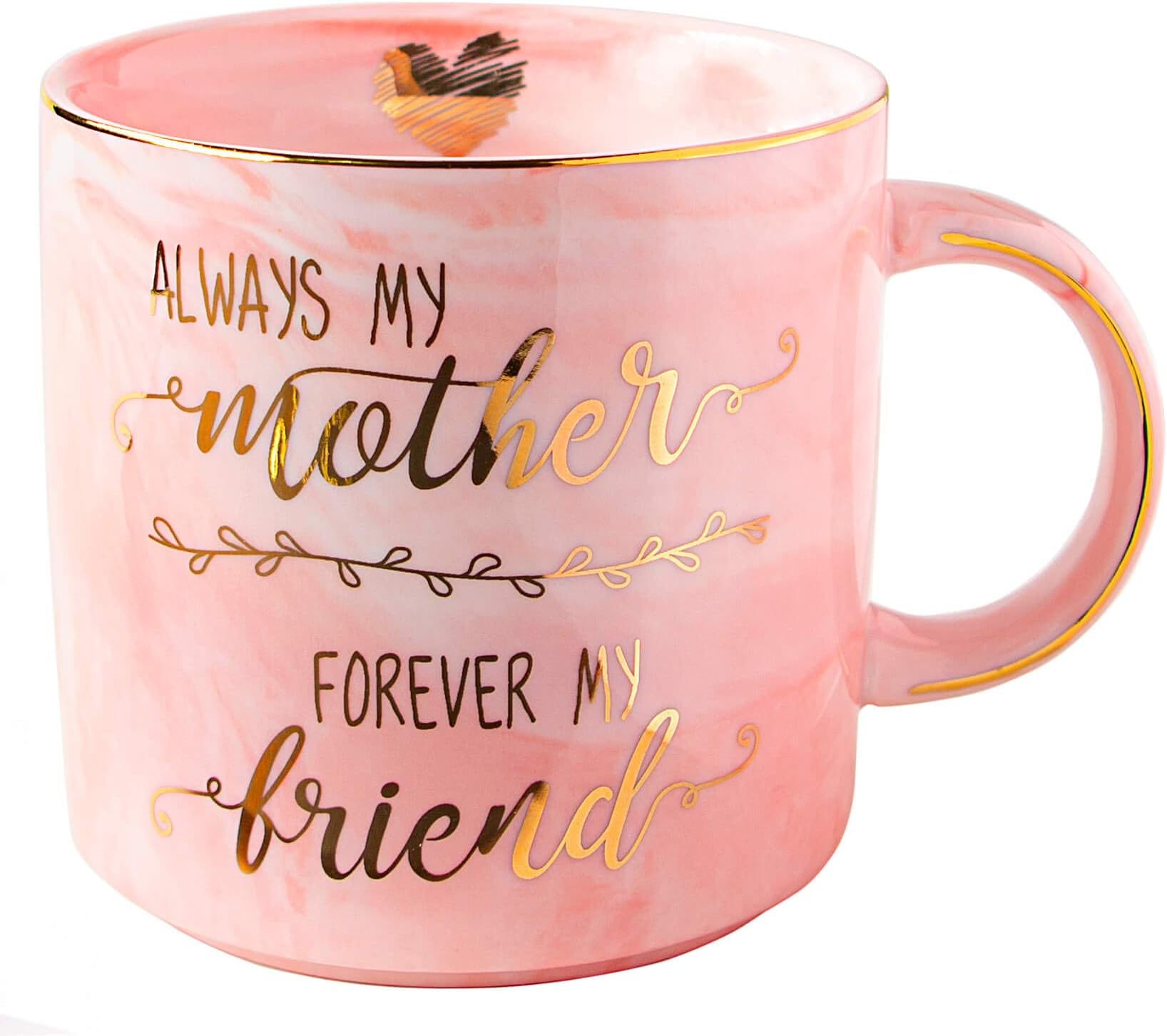 VILIGHT Moms Mug Mother Daughter Gifts - Always My Mom Forever My Friend Pink Marble Coffee Cup 11.5 Oz