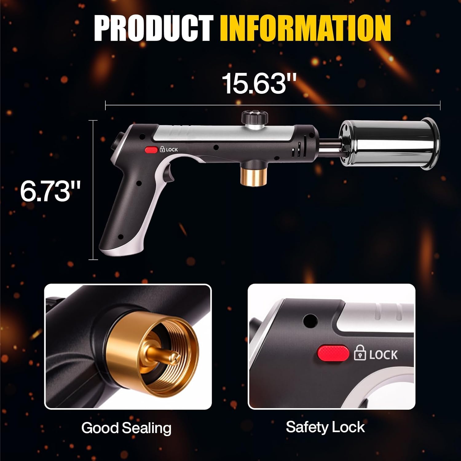 Bluefire Propane Torch with One-Touch Max Fire, 3272°F Cooking Blow Torch Gun for Sous Vide & BBQ, High Output Charcoal Lighter with Adjustable Flame, Fits CGA600 Propane Tank (Not Included)