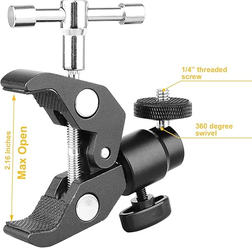 Miniatura 2 de Soporte para cámara Super Clamp 14"-20 Ball Head 360 Doble Socket Arm Compatible con GoPro DJI Action Camera MonitorLuces LED RoninFreefly MOVI