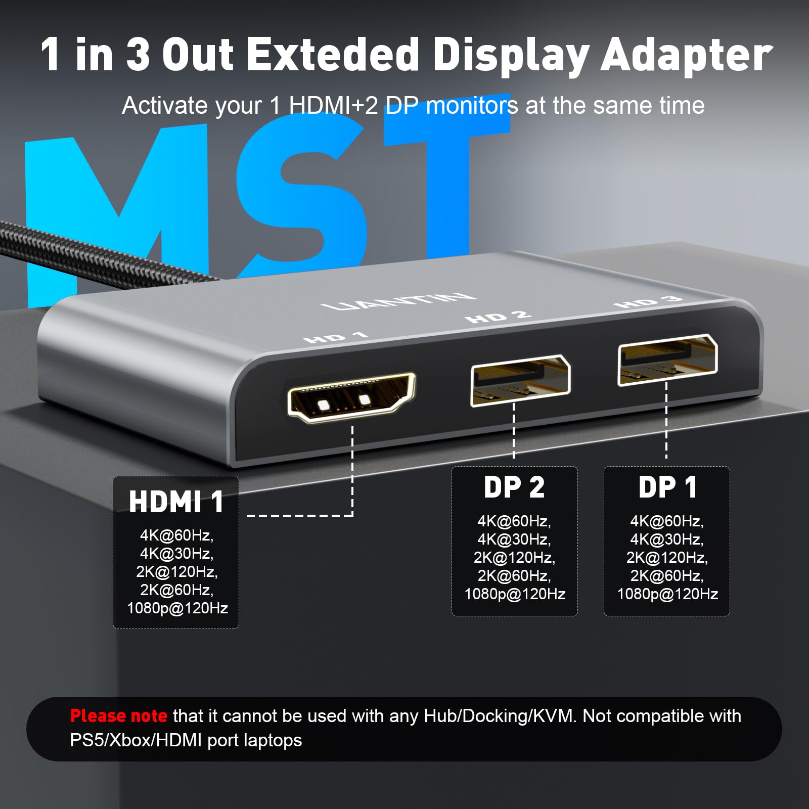 UANTIN DP a doble DP con adaptador HDMI
