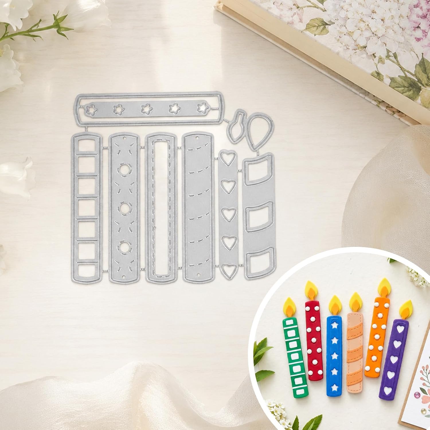 Candles Die Cuts for Card Making - Carbon Steel Candle Dies for Card Making