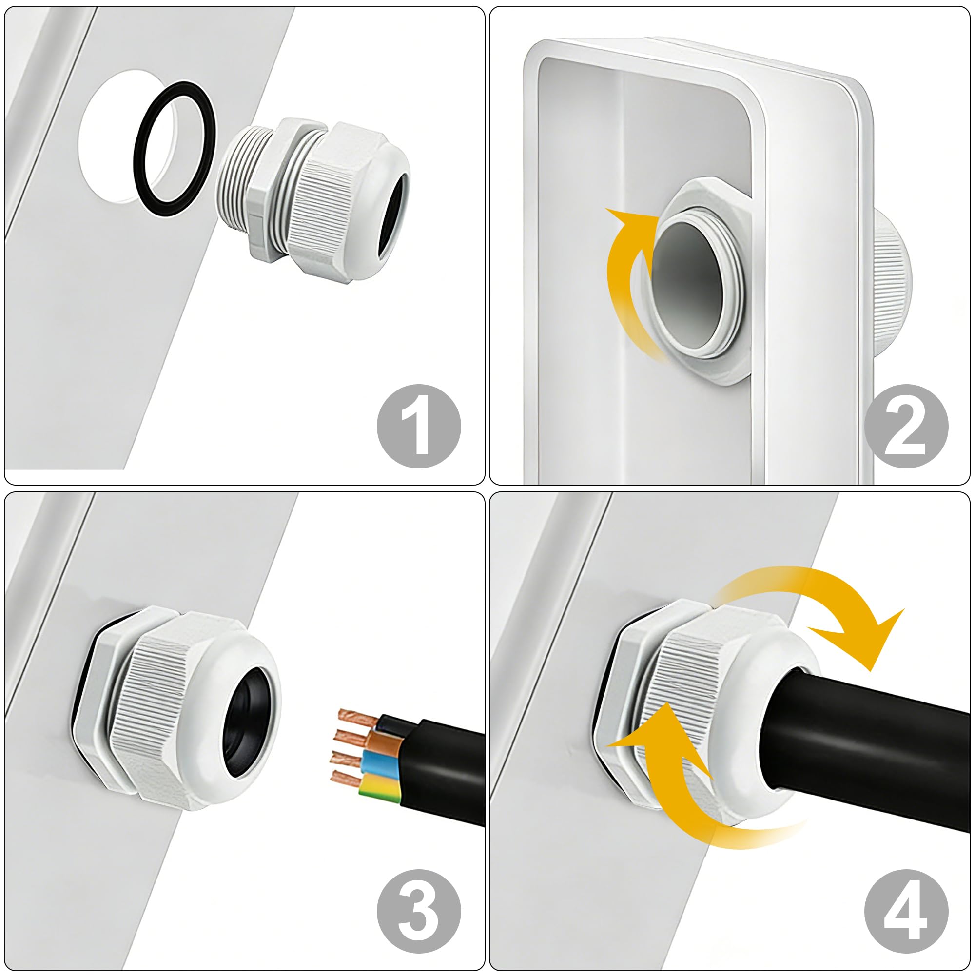 Tunejoy Prensaestopas Nailon M16 Prensaestopas de Cable IP68 Impermeable Cable Gland Conectores Ajustable para caja de derivación caja de fusibles 15 Pieza