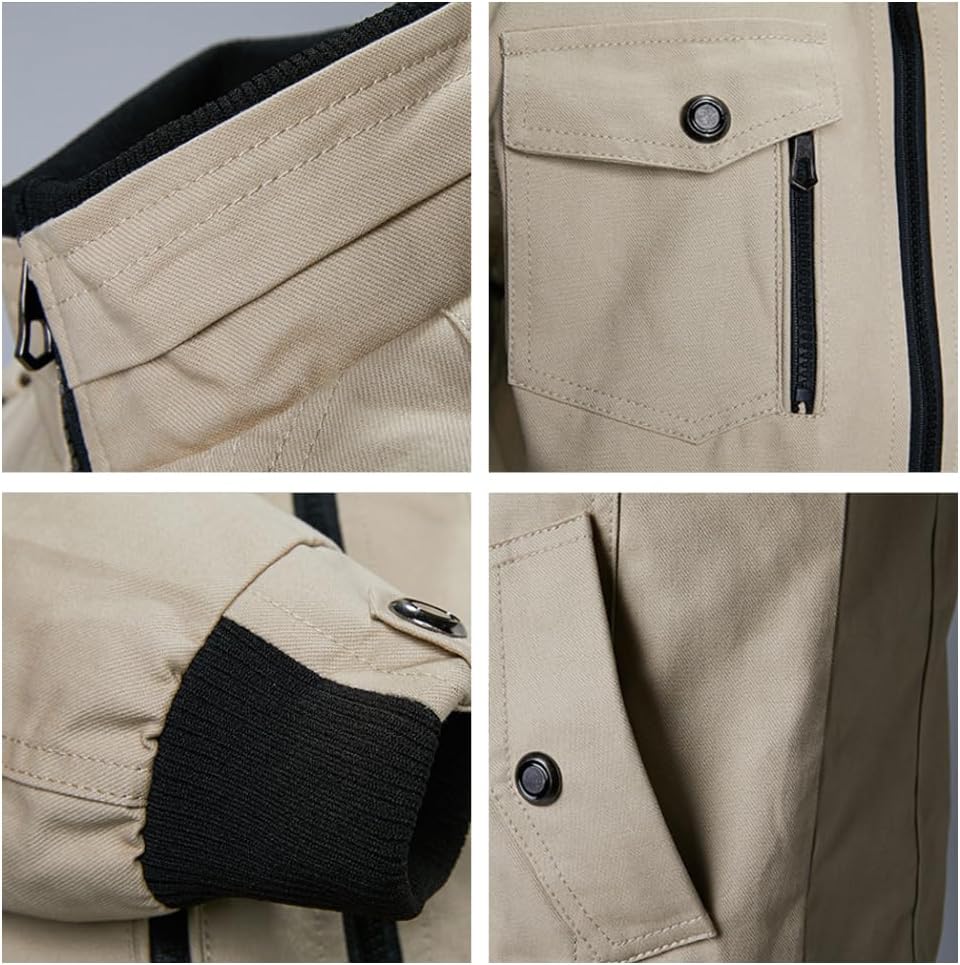 Oymyakon Men's Casual Military Jacket Stand Collar Jackets Coats Cotton Bomber Jackets with Shoulder Straps - Image 5