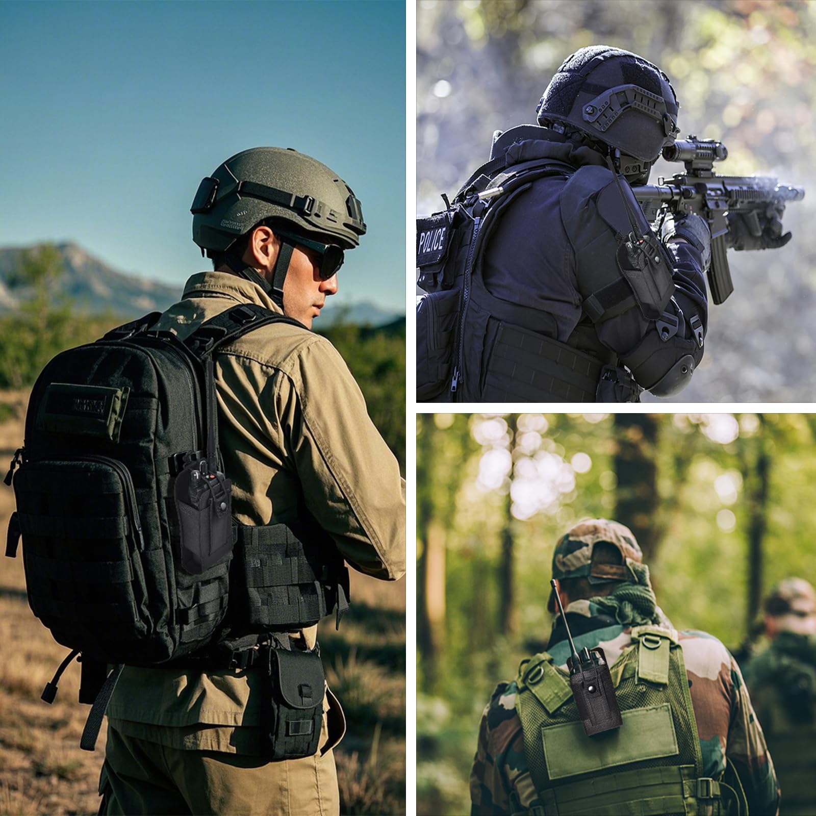 UAYESOK Pochette Molle pour Radio, Support pour Talkie Walkie Étui Poche Radio pour Ceinture de Security pour Motorola Baofeng Kenwood (molle03)