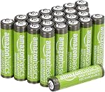 Amazon Basics 24-Pack Rechargeable AAA High-Capacity NiMH Batteries, 850 mAh, Recharge up to 500x Times, Pre-Charged