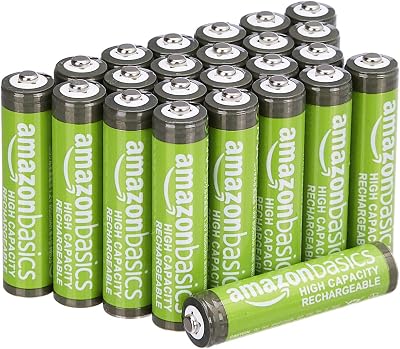 Amazon Basics Lot de 24 piles rechargeables AAA NiMH haute capacité, 850 mAh, 1,2 V, rechargeables 500 fois, préchargées