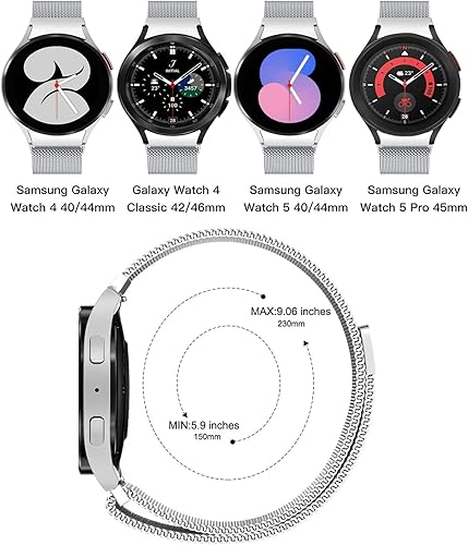 Miniatura 5 de Correa milanesa para Samsung Galaxy Watch 654 de 1.575 pulgadas, 1.732 pulgadas, clásica, 1.772 pulgadas, 1.611 pulgadas, 1.654 pulgadas, correa
