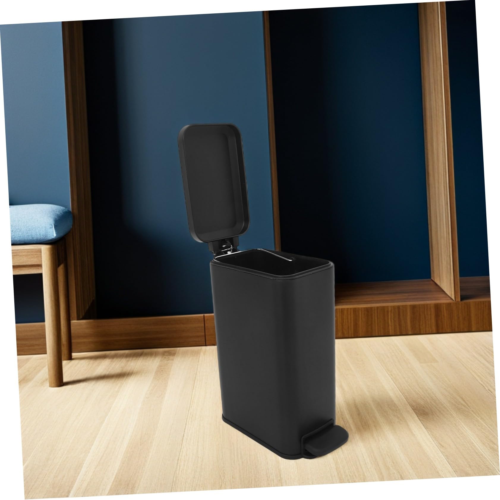 Operitacx Cubo de Basura con Pedal y Tapa Integrada de Acero Inoxidable Diseño y Capacidad de Cubo de Basura para Oficina y Hogar Basurero Compacto con Cierre Olores