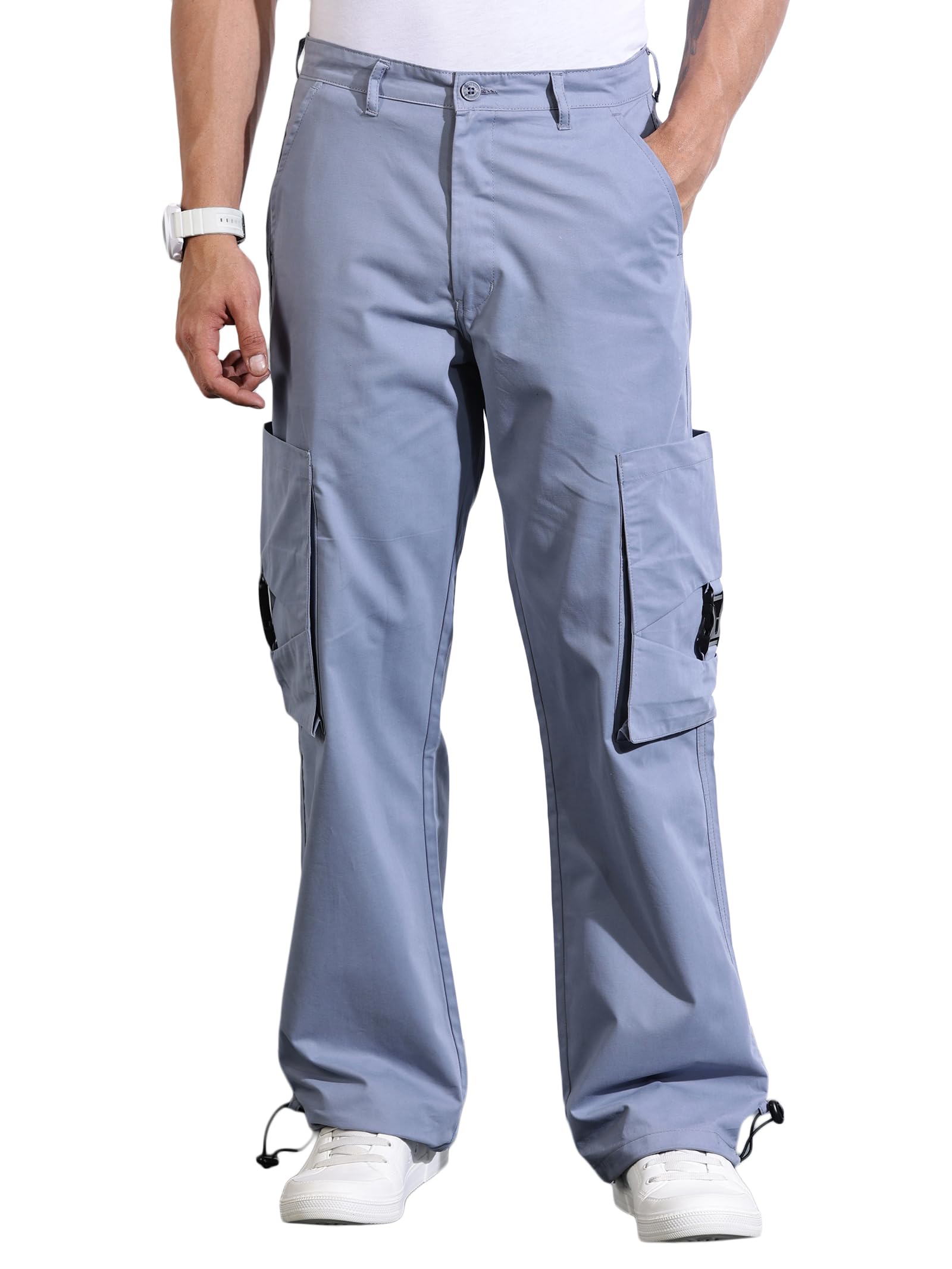 thomas scott Men's | Solid | Light Weight | Breathable Fabric | 6 Pockets | Mid Rise | Loose Fit | Polyester Blend | Button Waist | Chino Trouser | Pants-picture-18