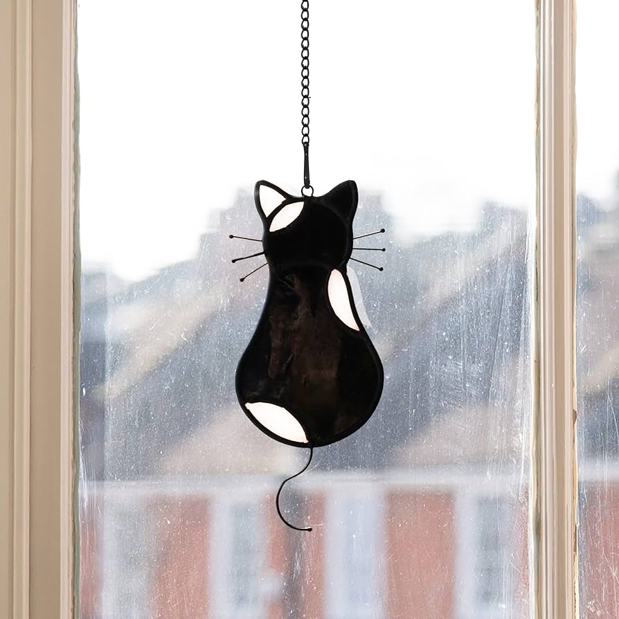Amazon.co.jp: BOXCASA 猫の装飾 ステンドグラスサン
