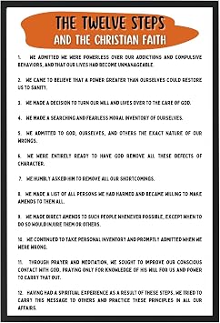 12 Steps for Christians Poster - The Twelve Steps and Christian Faith Quotes Print - Making the Connection Wall Art - Christianity in the 12-Step - 11x17 in. LAMINATED - No Frame