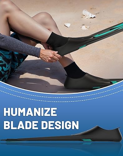 Miniatura 8 de Greatever Aletas de esnórquel con bolsillo completo para el pie, aletas largas y duraderas para buceo, equipo de esnórquel profesional para