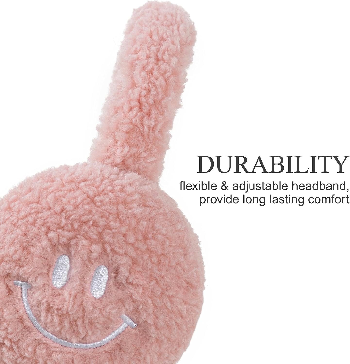 Flammi F Ear Muffs for Winter Women, Adjustable Head Band Fuzzy Faux Fur Earmuffs Foldable Ear Warmer Girl Soft Smiley Face