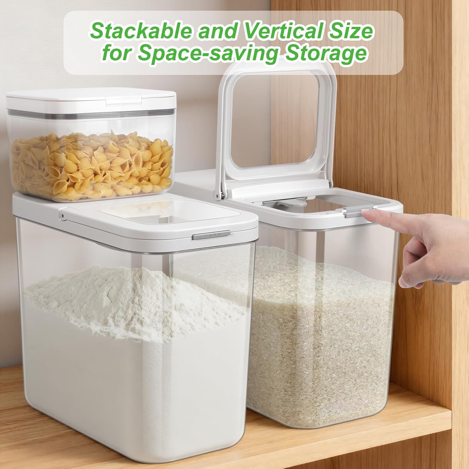 Rice Flour Storage Container - 12.7 Qt | 25 Lbs Crystal-Clear Plastic Food Storage Container Bin with Pop-up Lid for Grains Beans, Dry Food Holder for Kitchen Pantry Organization and Storage - Image 5