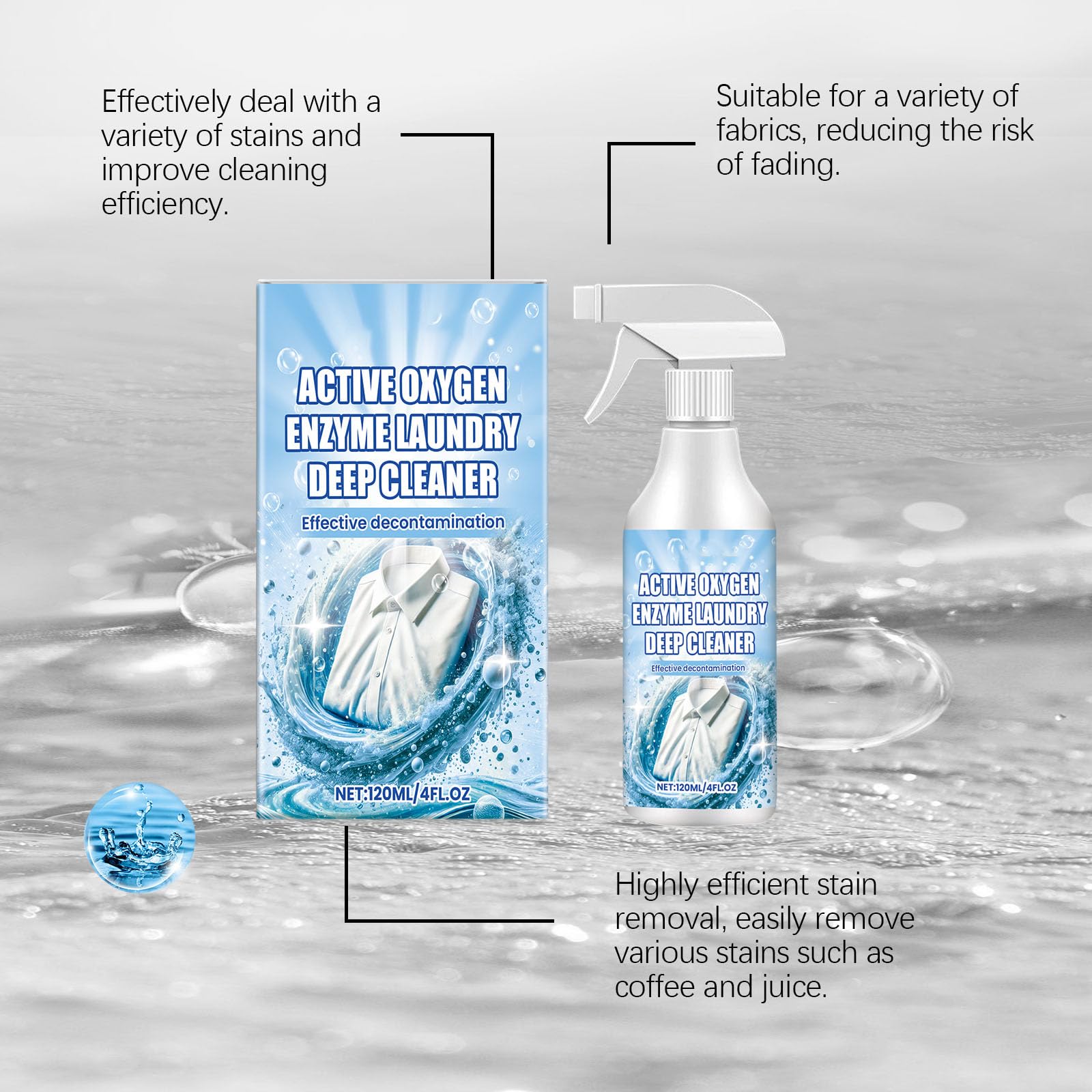 Fleckenentferner Spray für Kleidung, Wäsche-Textilreiniger (5Pcs)