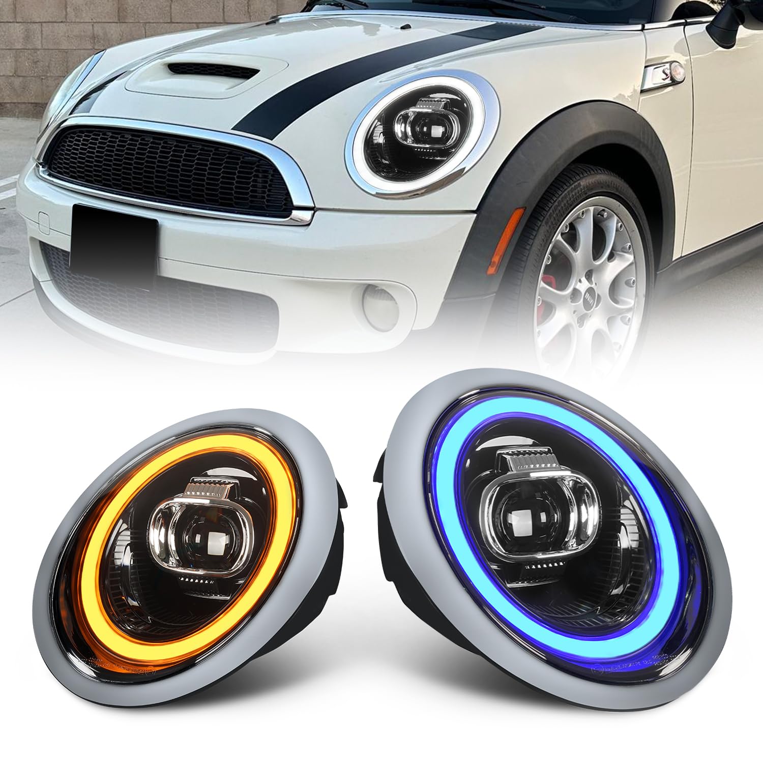 Amazon | Archaic ミニクーパー mini R50 R52 R53 ヘッドライト 流れる