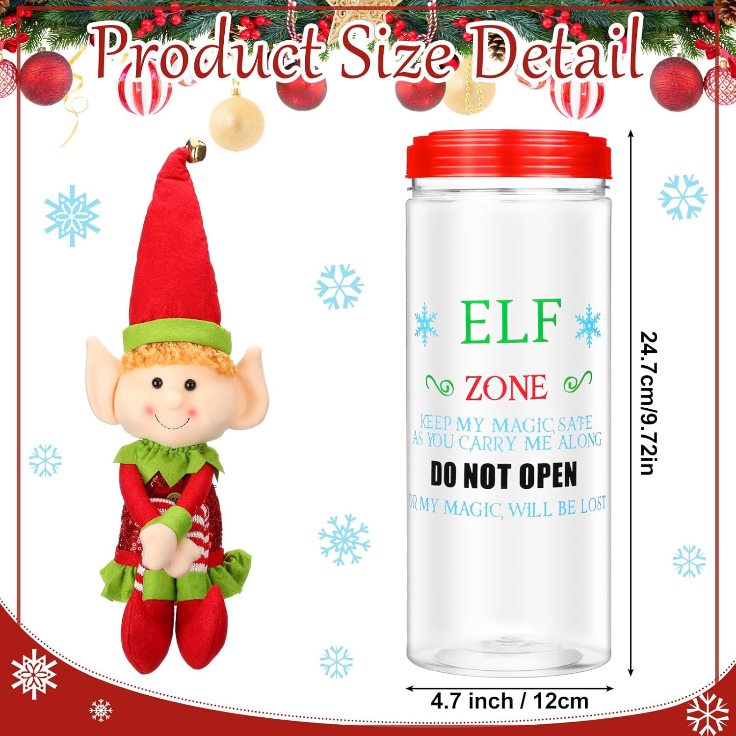 Christmas Elf Carrier 9.8 Inch Carrying Case Plastic Elf Container Holiday Decor with Lids Handle for Xmas Holiday Family Adventures Transport Gift Decoration