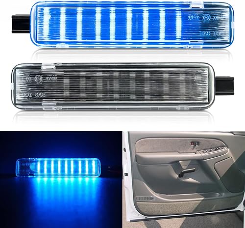 Reemplazo de luz LED para proyector de puerta de cortesía para 2003-2007 GM Chevy Silverado Tahoe GMC Sierra Suburban Escalade 18-SMD Icy Blue -