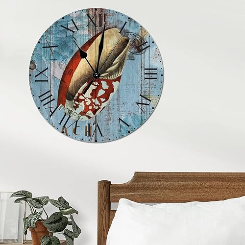 Miniatura 9 de ArogGeld Reloj de pared grande con diseño de concha de mediados de siglo reloj de pared con números romanos de 10 pulgadas funciona con pilas