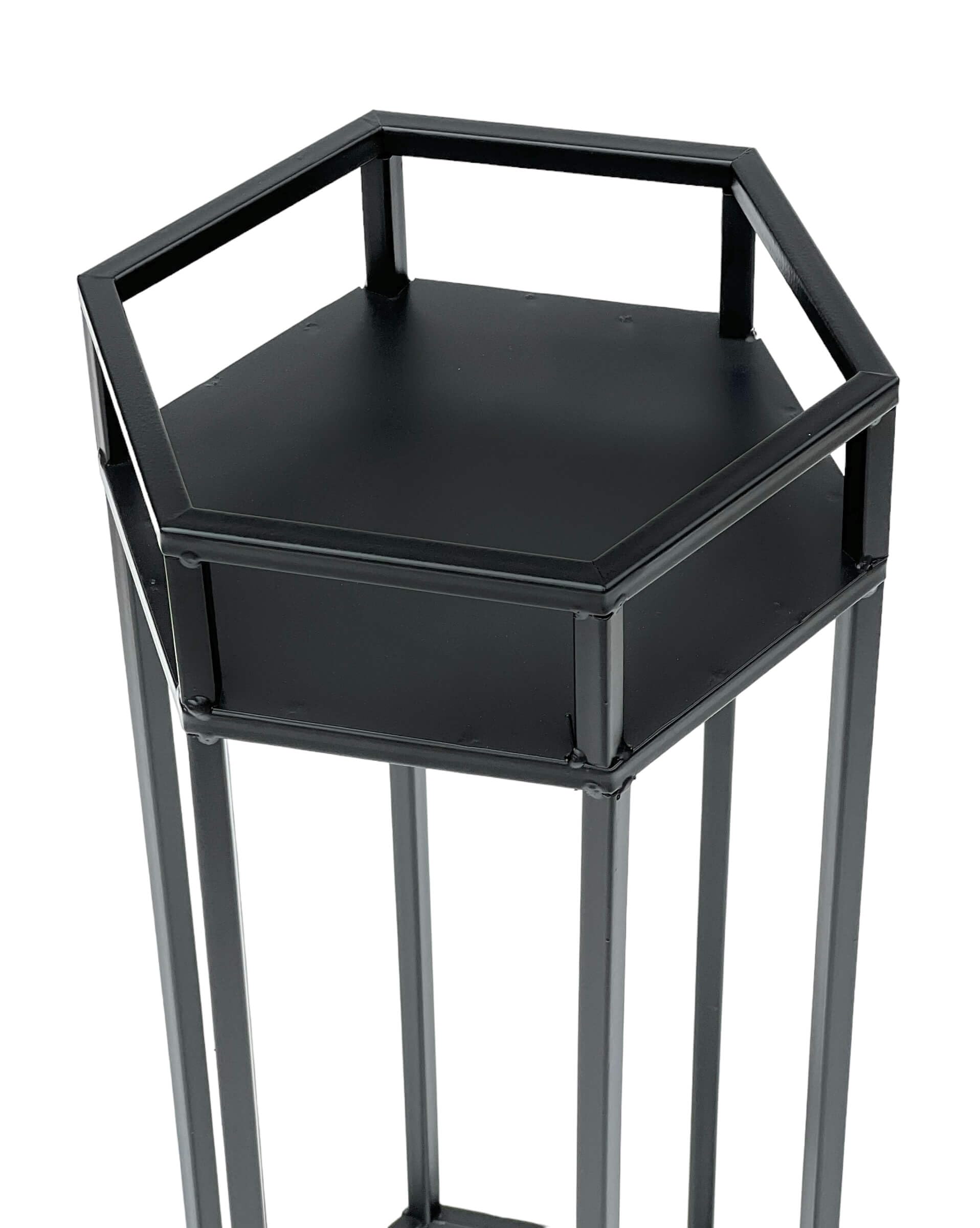 DanDiBo Sgabello Portavasi In Metallo – Nero, 6 Angoli, Altezza 60 Cm – Tavolino Da Fiori Moderno - 5