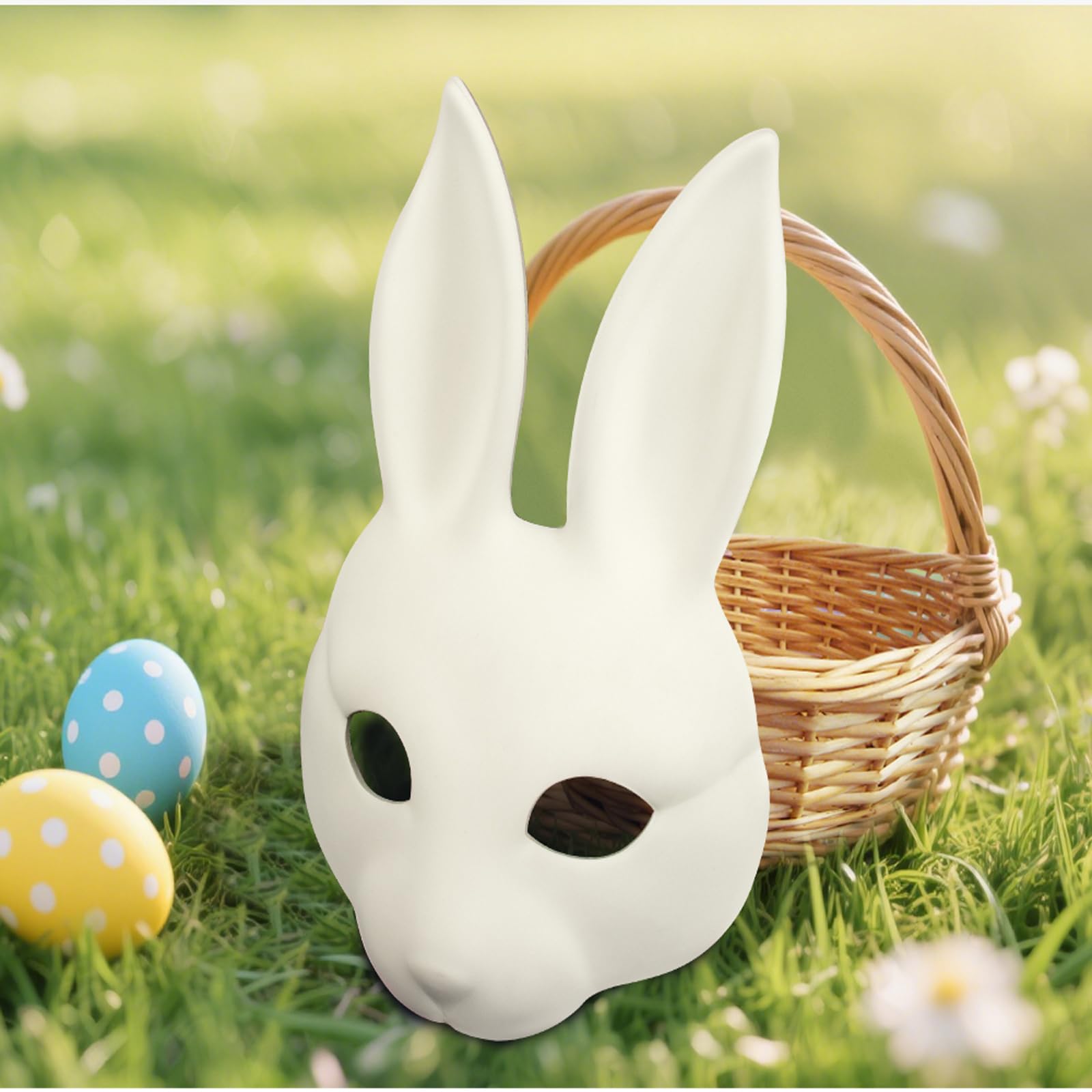 White Color Rabbit Mask Snapklik.com : 1Pcs Halloween DIY Rabbit Mask White Bunny Mask Rabbit ...