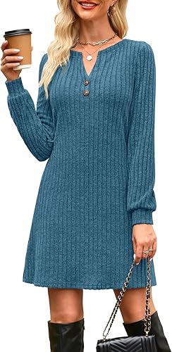 Annebouti Women's 2026 Spring Fully Lined Pocketed Long Sleeve Mini Sweater Dress