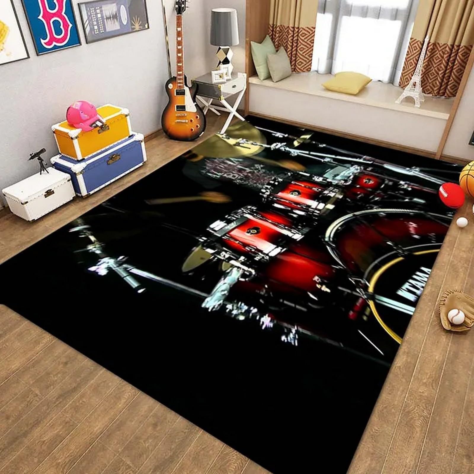 Decorar Habitacion Alfombras Oficina De La Sala Impresa En 3D Alfombras Habitacion Infantil Instrumento Musical De Batería para Amantes De La Música. Alfombra Casa Alfombras para Terrazas Al -7X8U7Y1
