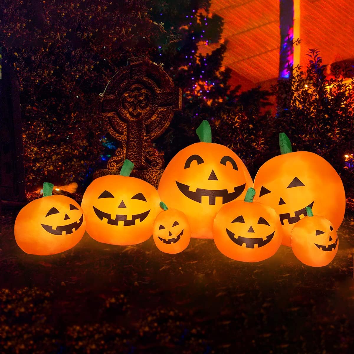 7.5 FT Inflatable Pumpkin Halloween Decorations, Halloween Blow Up Yard Decoration Clearance with LED Lights Built-in Front Yard, Porch, Lawm or Halloween Party Indoor Outdoor
