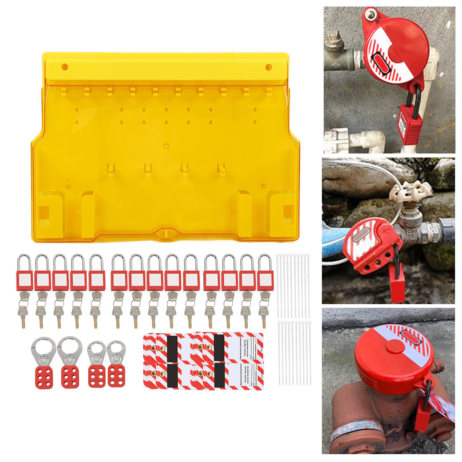 TOPINCN Kit Completo de Estación de Seguridad de Bloqueo y Etiquetado con Cerrojos para Uso Industrial, Tablero ABS Resistente de 22,24 X 15,75 Pulgadas