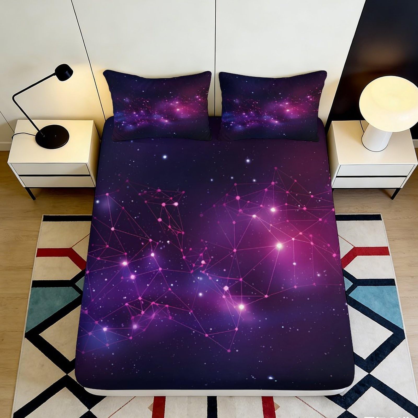 Galaxy Starry Sky Fitted Sheet 3D Printed Microfiber Bed Cover for Bedroom Decor and Mattress Protection in European Homes 90x200x25cm