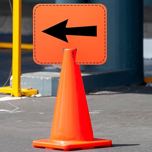 Miniatura 6 de 8 letreros de flecha de cono de tráfico, 12.5 x 10.4 pulgadas, reversibles, direccionales, cono superior para barricadas de patio, carretera,