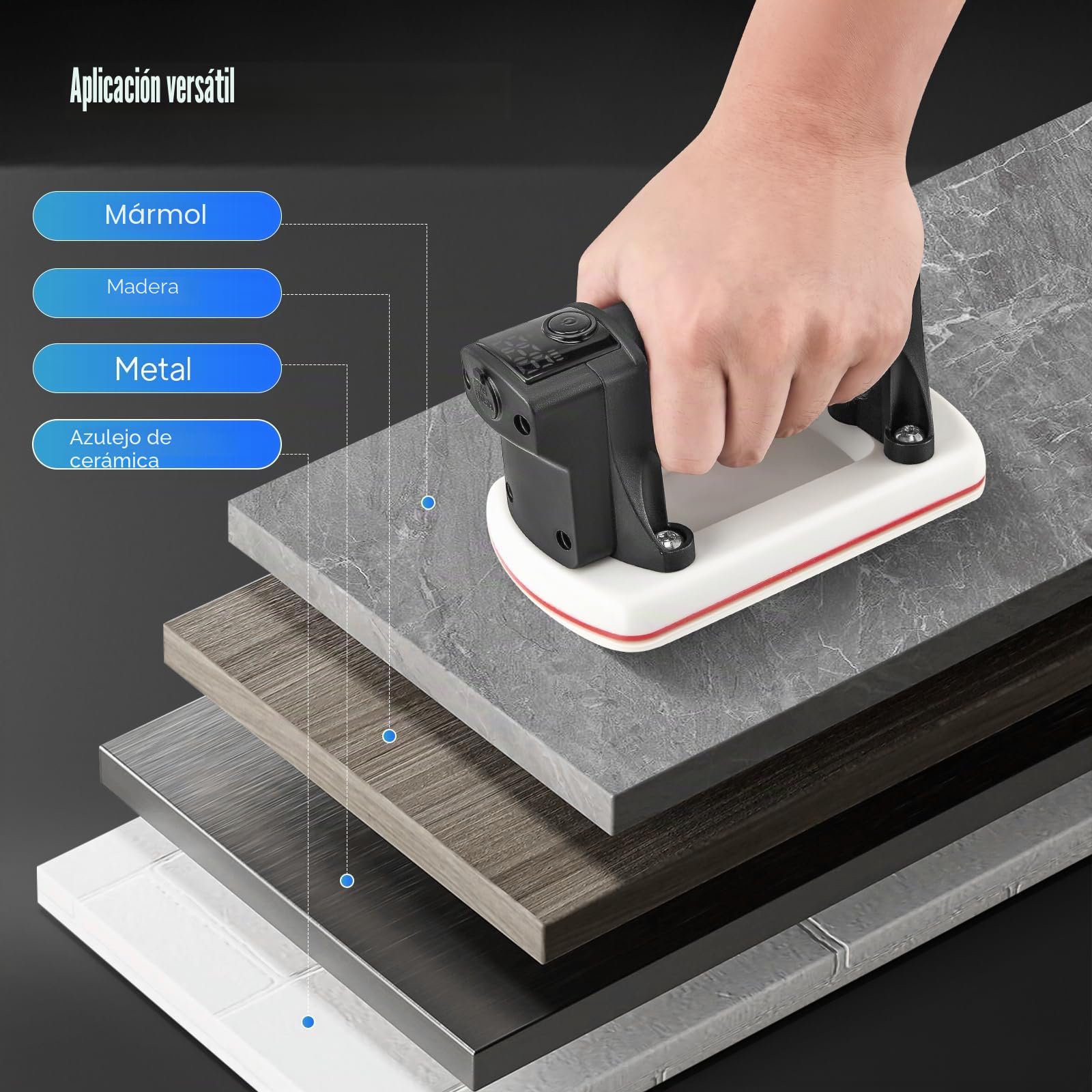 Elevador de vacío con batería, elevador de azulejos, vacío eléctrico, aspirador de cristal eléctrico con succión automática y pantalla LCD, ventosa de vacío eléctrica para azulejos, vidrio, mármol