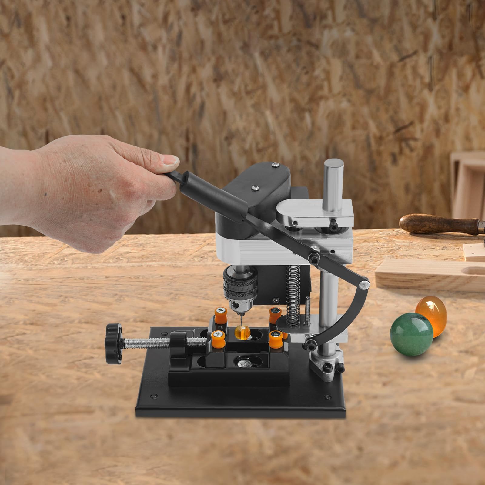 250W Mini Drill Press with 7-Speed Adjustable (0-8000rpm), Compact Benchtop Drill for DIY, Precision Drilling for Wood, Metal, Plastic, Easy Assembly, Portable and Sturdy