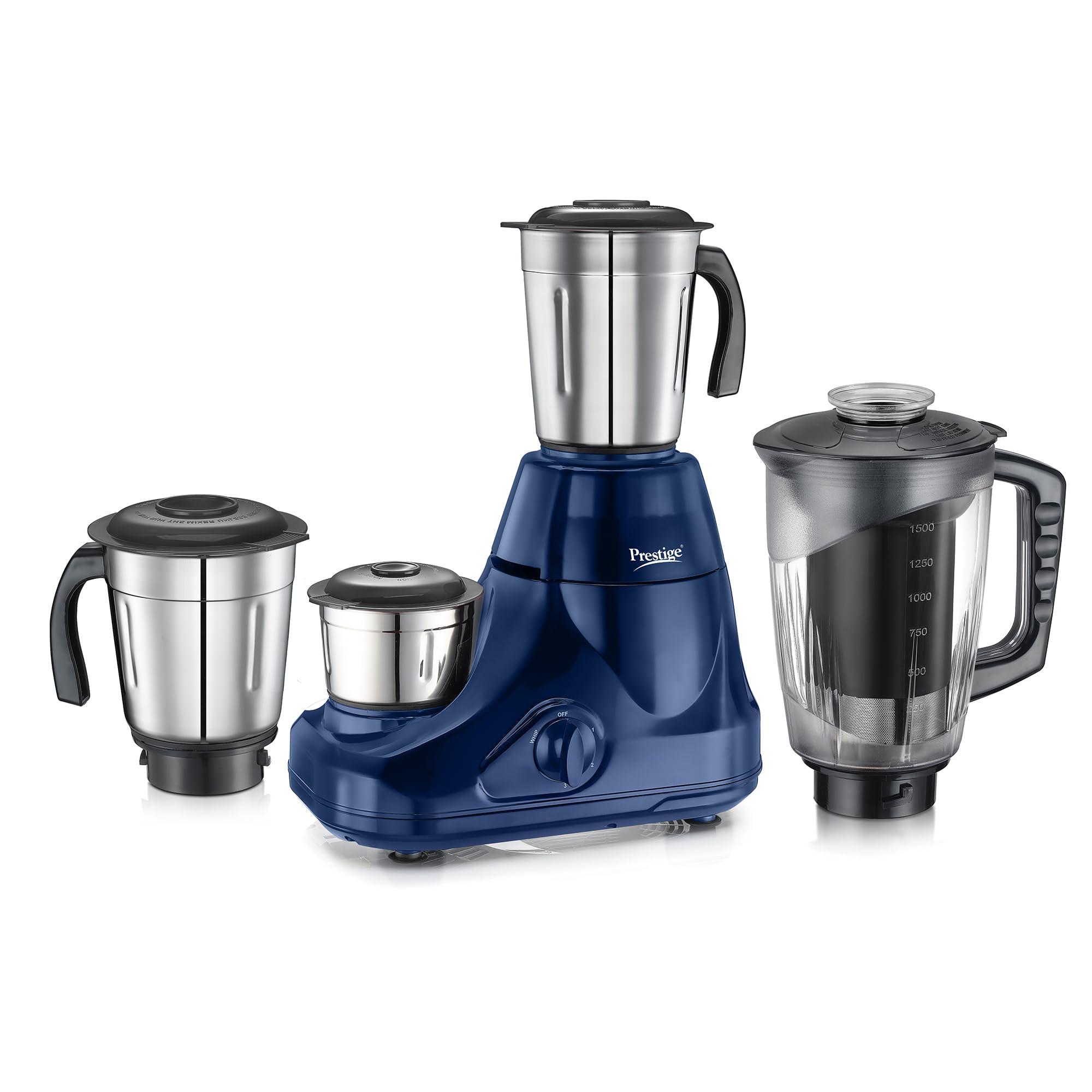 Prestige Astra Neo Mixer Grinder – 3 Stainless Steel Jars + 1 Juicer Jar, with Accessories