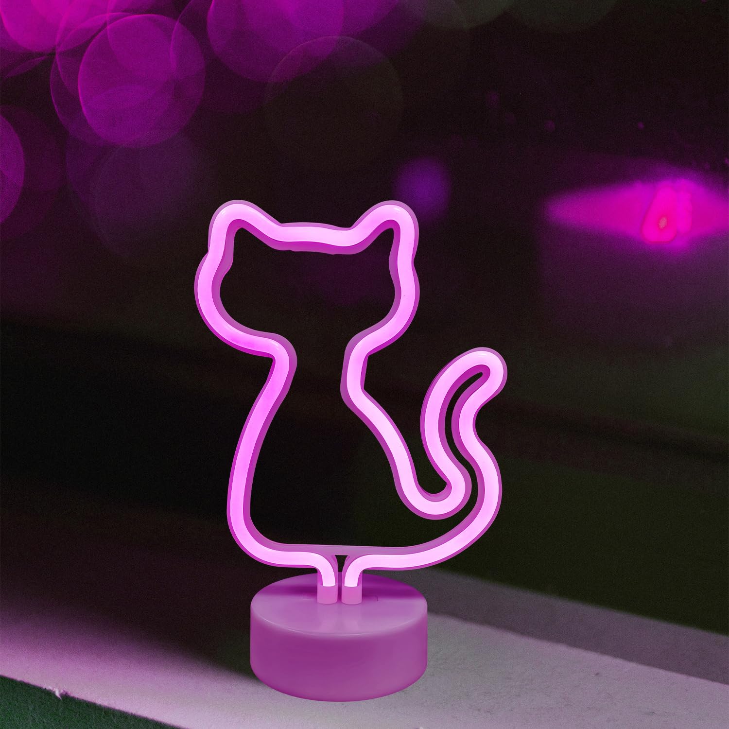 Insegna Al Neon Gatto Rosa - Alimentazione USB, LED, Decorazione Camera, Regalo Per Amanti Dei Gatti