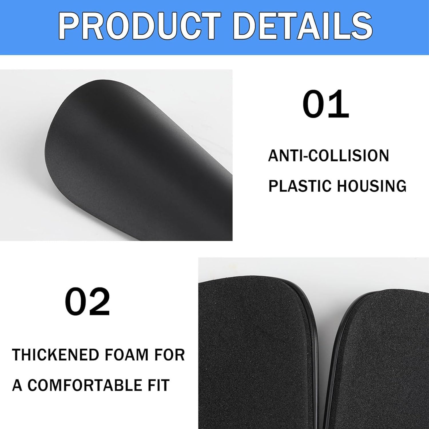 JunD Mini Protège-tibias De Football – Lot De 2 En Mousse EVA – Noir Et Blanc – Tailles 10x6 Cm / 8x5 Cm – Pour Enfants Et Adultes