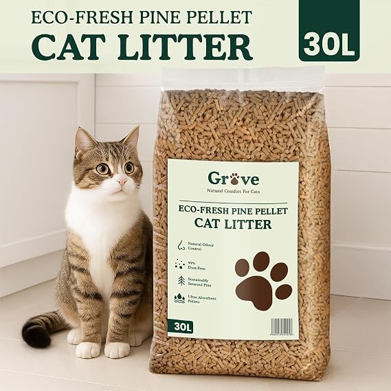 Grove by Ecoblaze 30L Pine Cat Litter Wood Pellets | Natural, Eco-Friendly & Biodegradable | Superior Odour Control | 99% Dust Free & Highly Absorbent