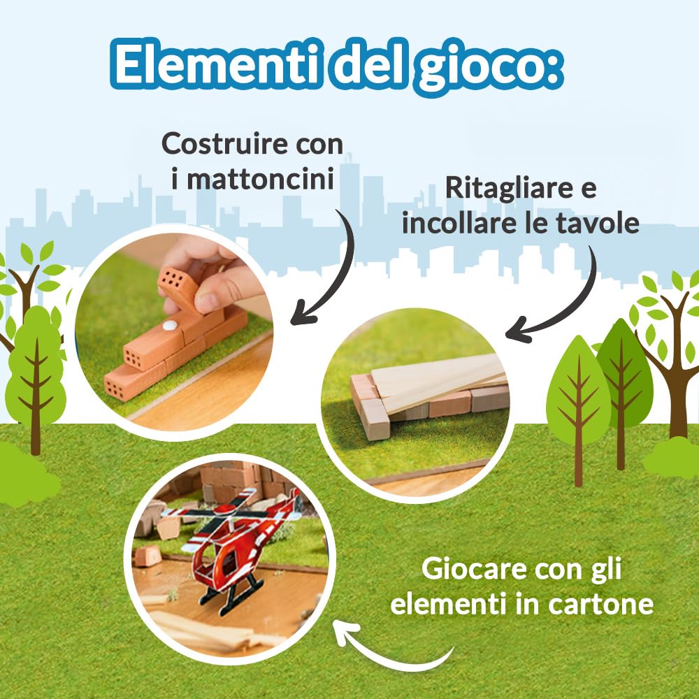 Brick Trick Trefl Caserma dei Vigili del Fuoco/Fire - Costruisci con i Mattoncini, Veri Mattoncini ECO, 190 Mattoni, per Bambini dai 6 Anni