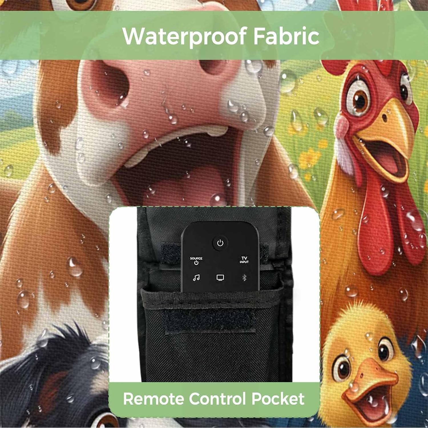 Farmhouse Outdoor TV Cover Waterproof Weatherproof TV Covers for 60 to 65 Inch Funny Cow Horse Pig Face Cute Dog Duck Chicken Donkey Outside Flat Screen TV Protector Shield 58"W x 37"H x 4.5"D