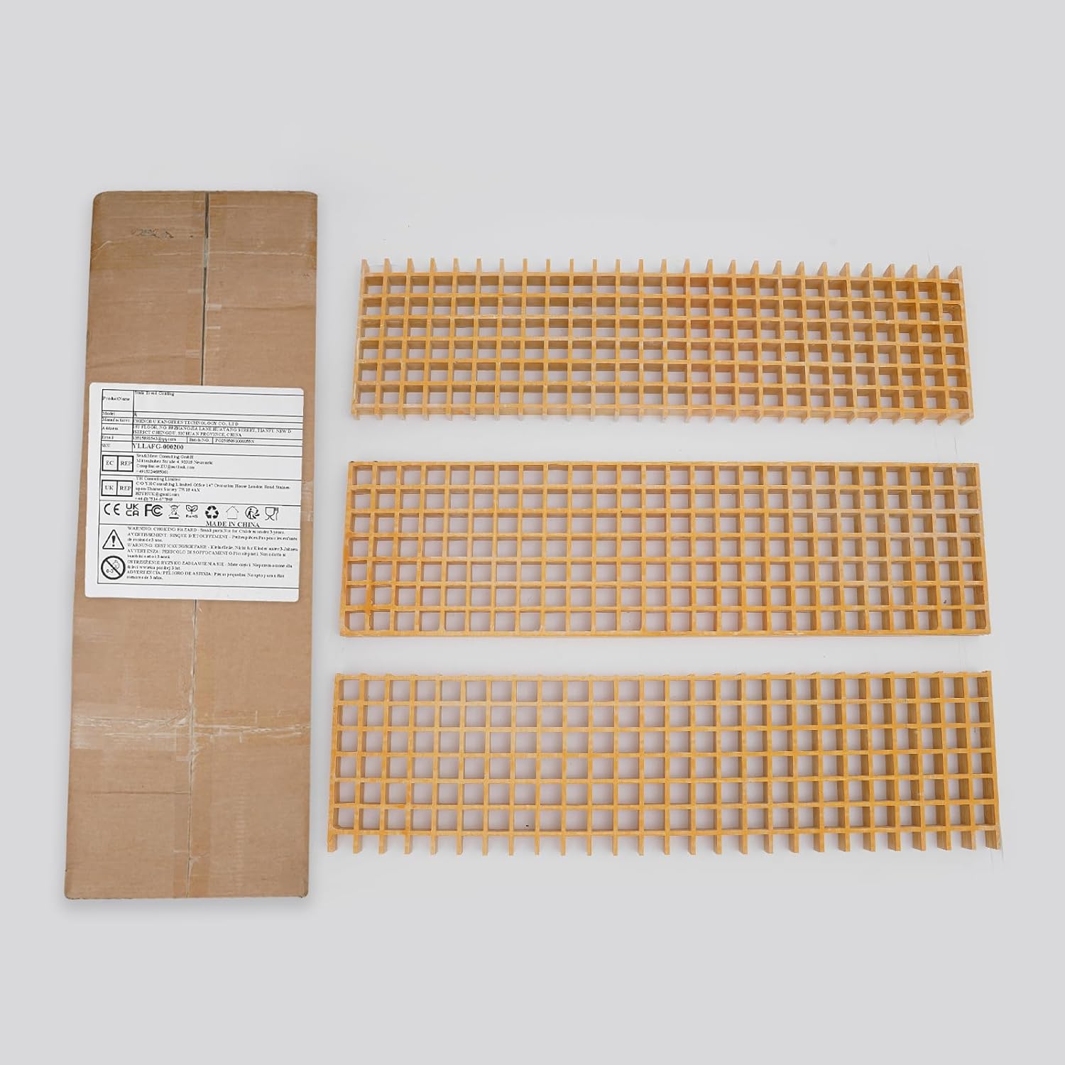 39''x10.6'' Fiberglass Molded Grating, 3 PCS Fiberglass Drain Grate, Heavy Duty FRP Grating for Car Wash, Platforms, Walkways (39''x11'')