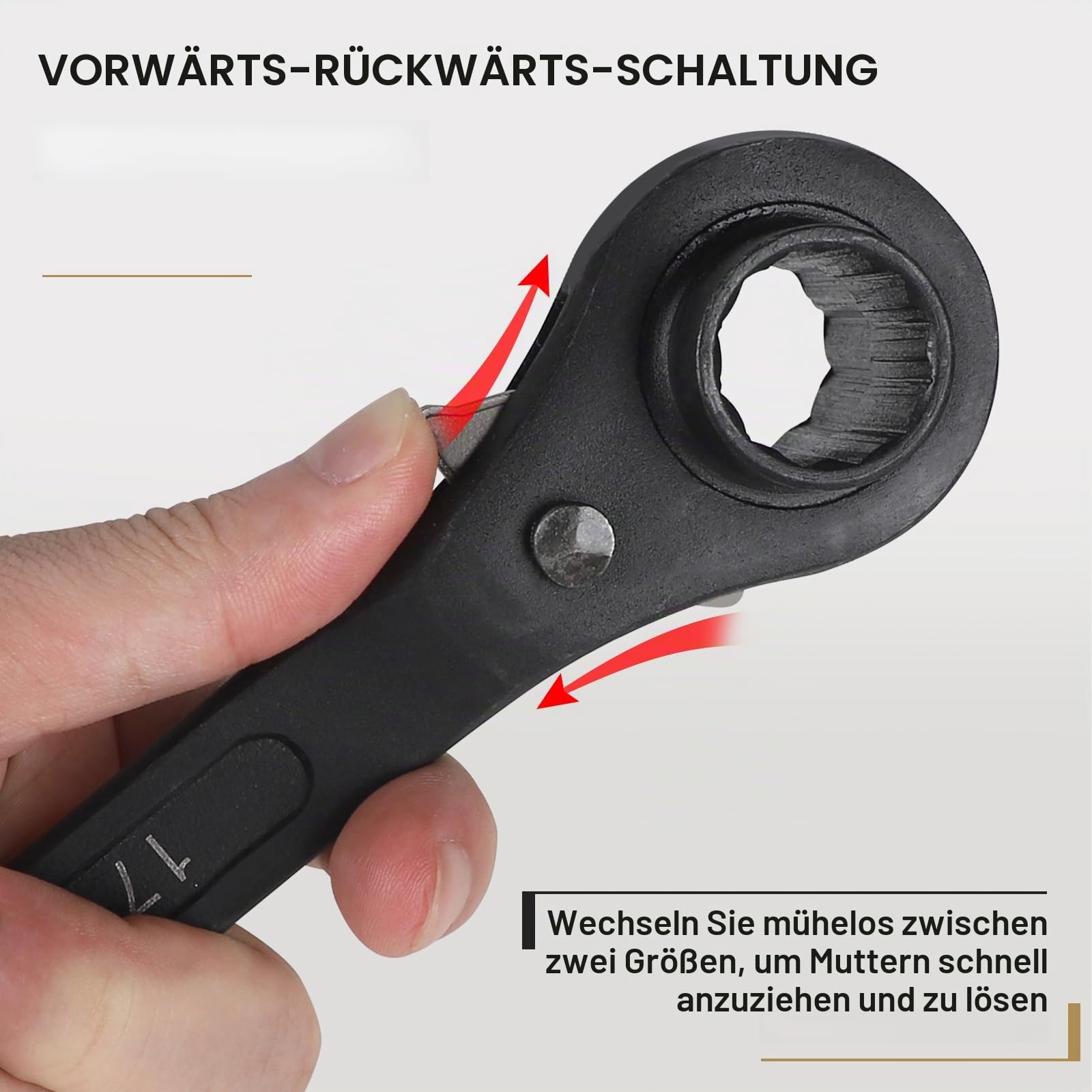 efuturetime 2x Gerüstschlüssel, Gerüstbauratsche Umschaltbar Set, 17/19mm Ratsche Gerader Griff +19/22 mm Ratschen-Biegegriff, Gerüstbauknarre aus CR-V, Schwarz