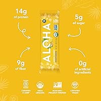 Vista 41 de ALOHA Barras de proteína orgánicas a base de plantas, expreso de chocolate (85 mg de cafeína), 12 barras, veganas, bajas en azúcar, sin gluten