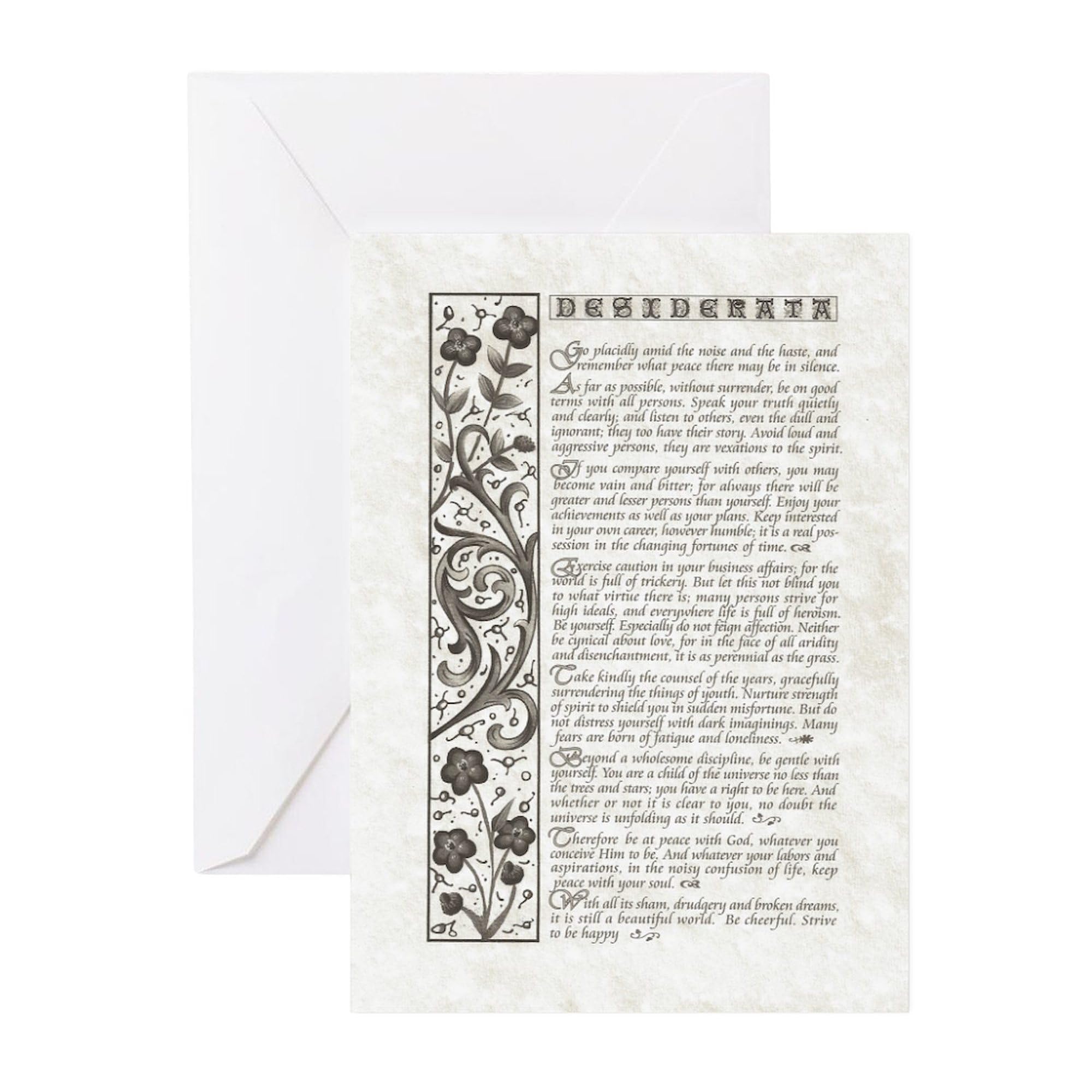 CafePress The Desiderata Poem By Max Ehrmann Greeting Cards Folded Greeting Cards (10-pack) Matte