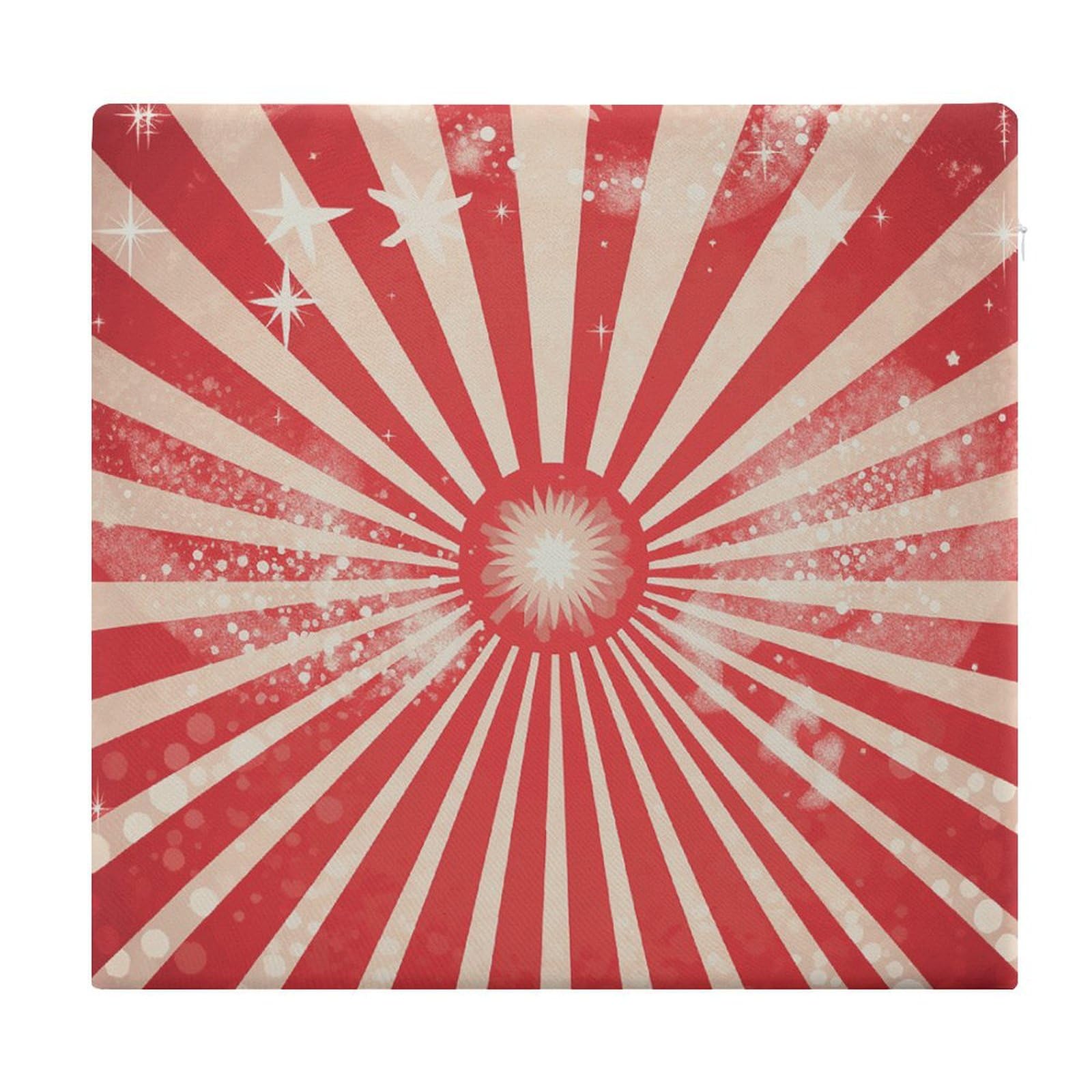 Cojín de meditación con rayas rojas brillantes impresas para exteriores, yoga, tatami, chimenea, salón