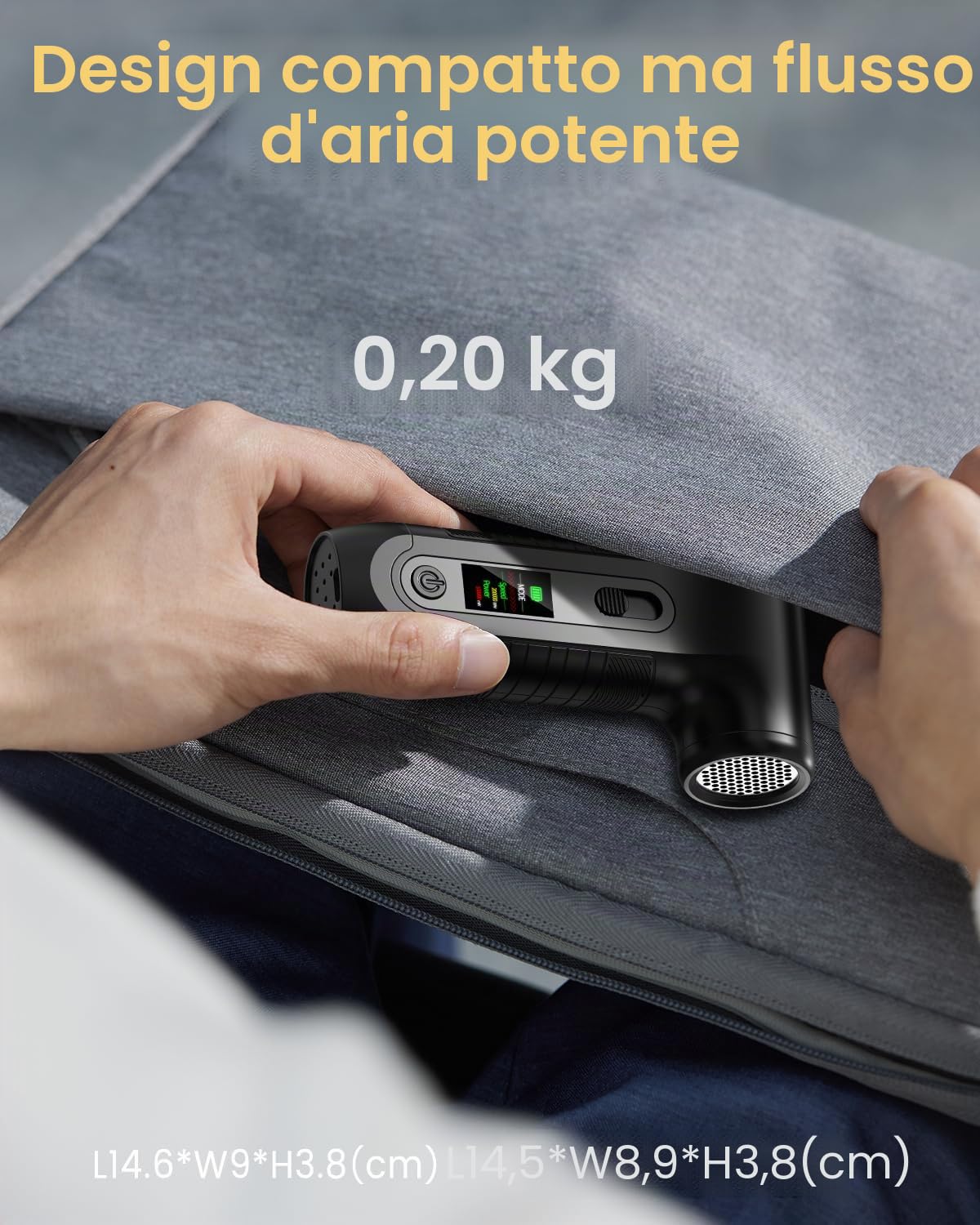 Aria Compressa Elettrico Pulizia PC con Display Digitale HD - Air Duster 200000 RPM, Mini Soffiatore a Batteria 6000 mAh, Rimuovi Polvere Bomboletta Aria Compressa Spray per Ufficio Auto, W06, Nero