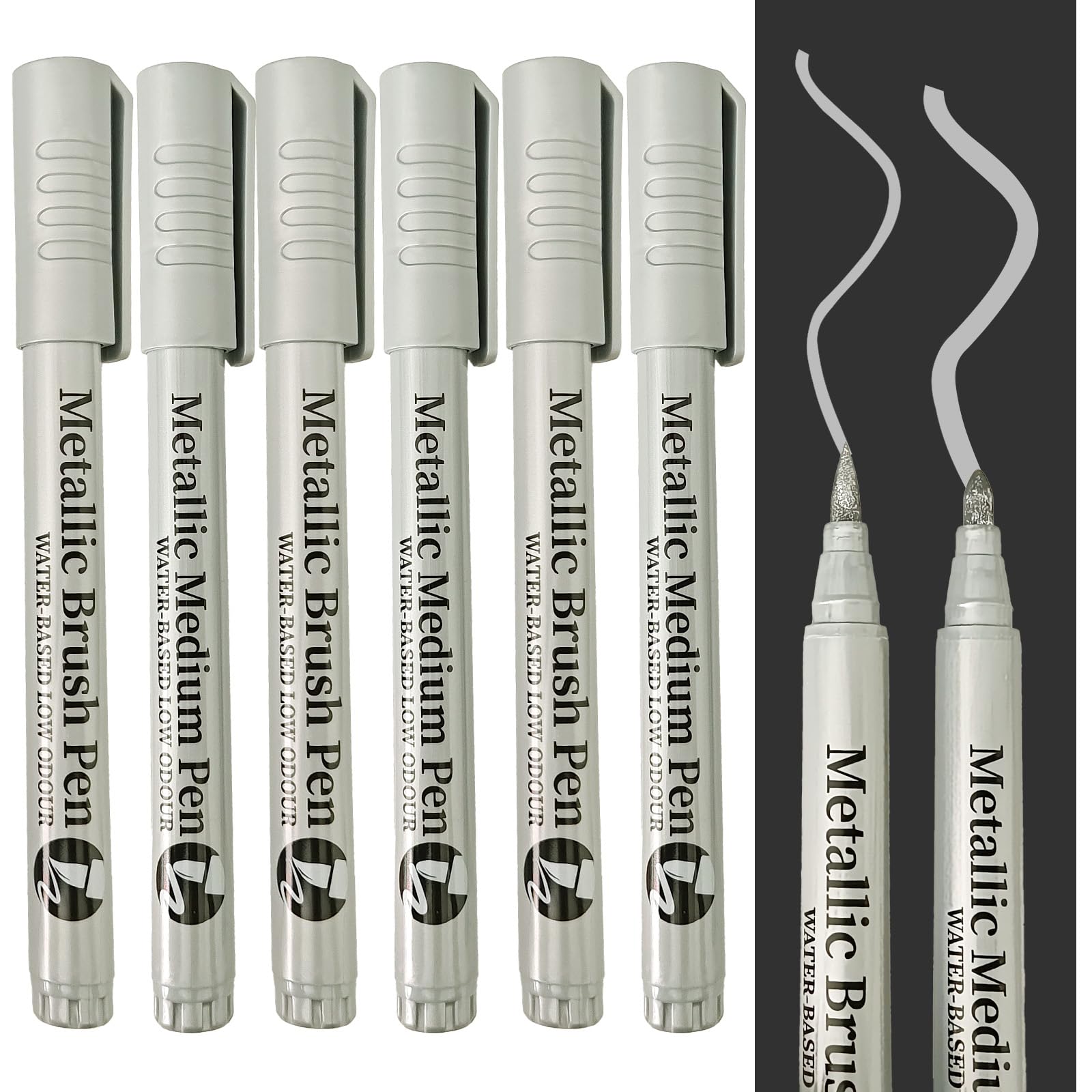 6 PCS rotulador dorado metalizado, acrylic markers brush, canetas acrilicas para pintar, marcadores acrílicos tooli art, rotuladores permanentes plata y oro rotulador textil permanente