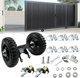 Rolling Gate Hardware Kit, Heavy Duty Sliding Gate Kit with 6" Wheels, 6 Track Brackets and Latch with Screws, for Chain Link Gates, Sliding Gates, Farm Fences